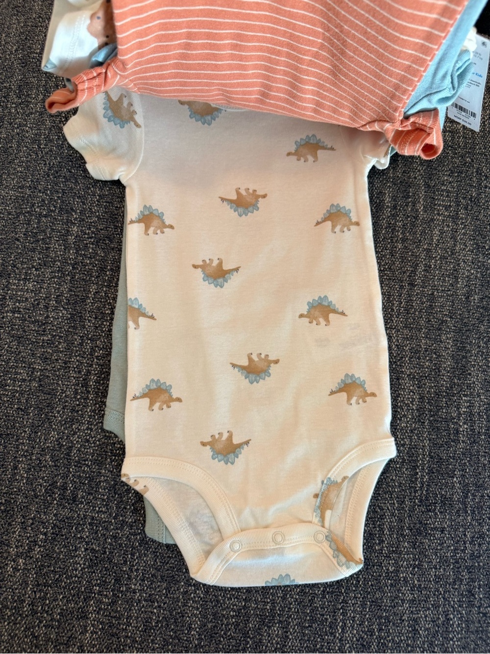 Carter's Dino Print Short-Sleeve One-Piece Bodysuit - Blue/Orange size 18mo NWT - Picture 5 of 6